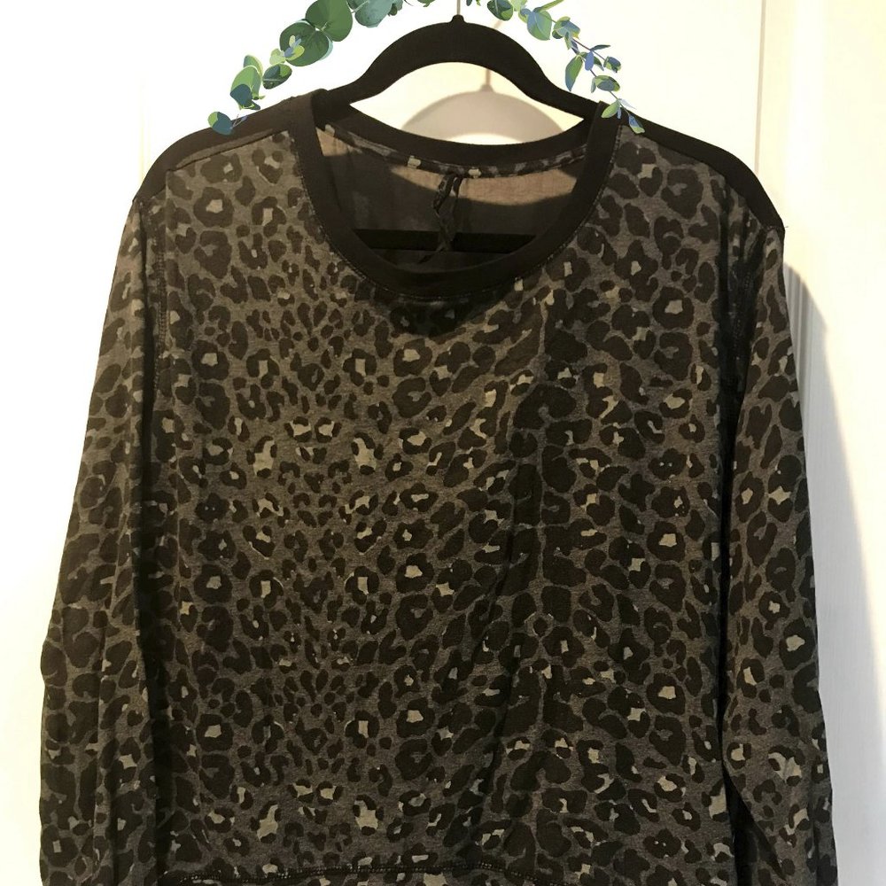 SEVEN7 Leopard Print Chiffon Back Sweatshirt